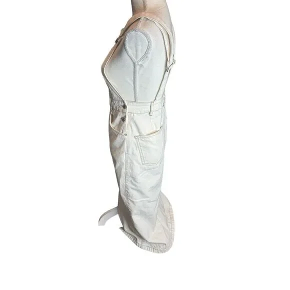 Zara Ecru Bib Overalls Dress Y2K Retro Boho Instagram Favorites Sz Small - Picture 8 of 10